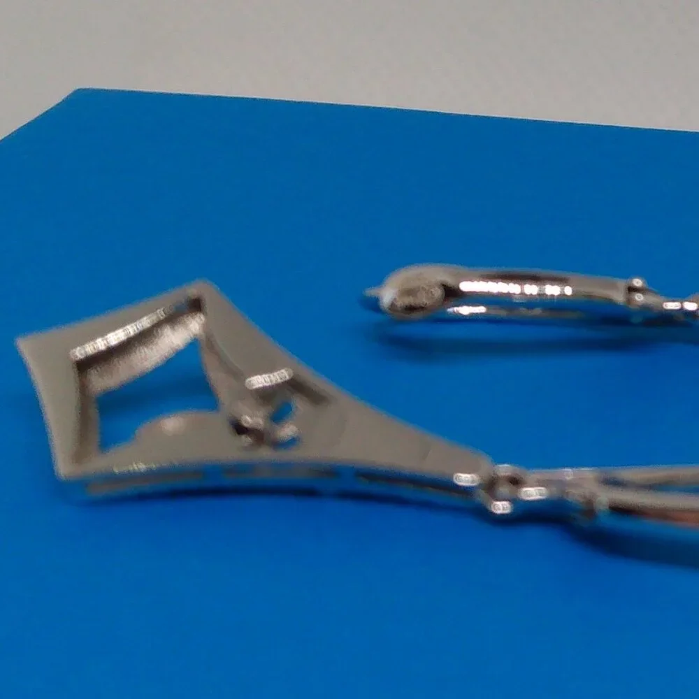 Solid 14k  white gold earrings - Picture 3 of 10